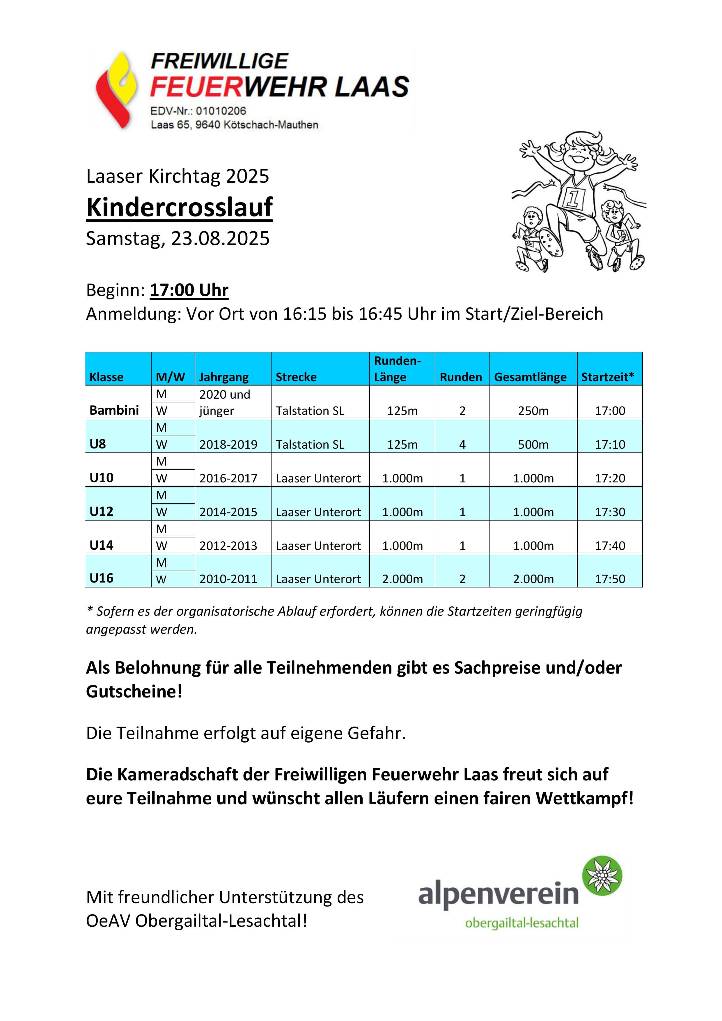 Ausschreibung Kindercrosslauf 2025