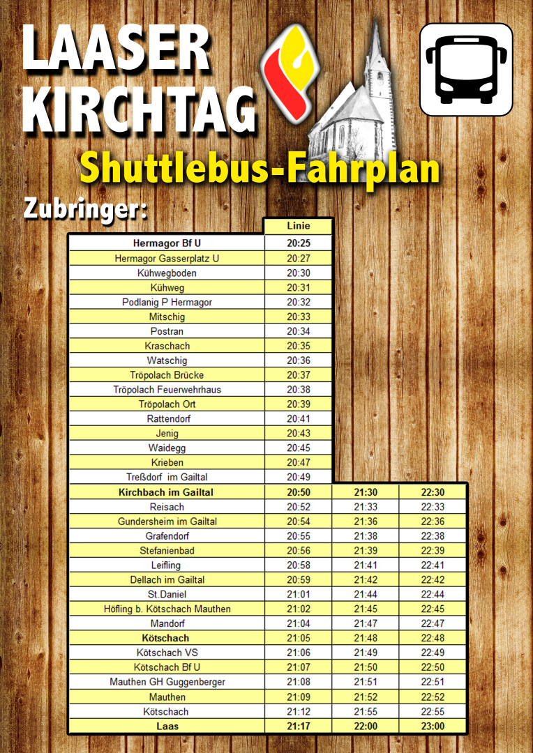 Fahrplan Laaser Kirchtag 2019