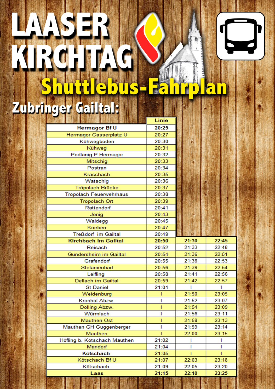 Fahrplan Laaser Kirchtag 2022