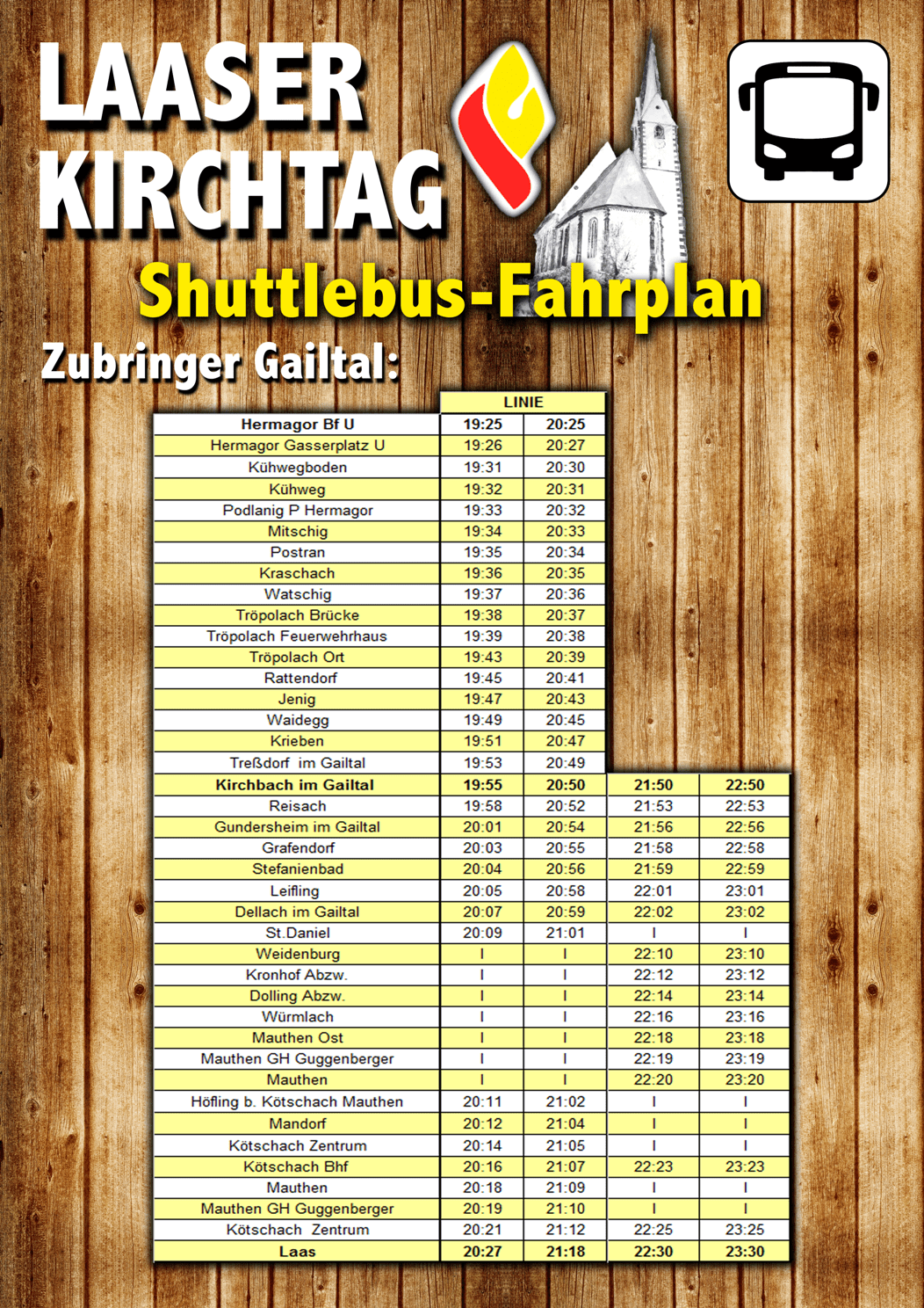 Fahrplan Laaser Kirchtag 2025