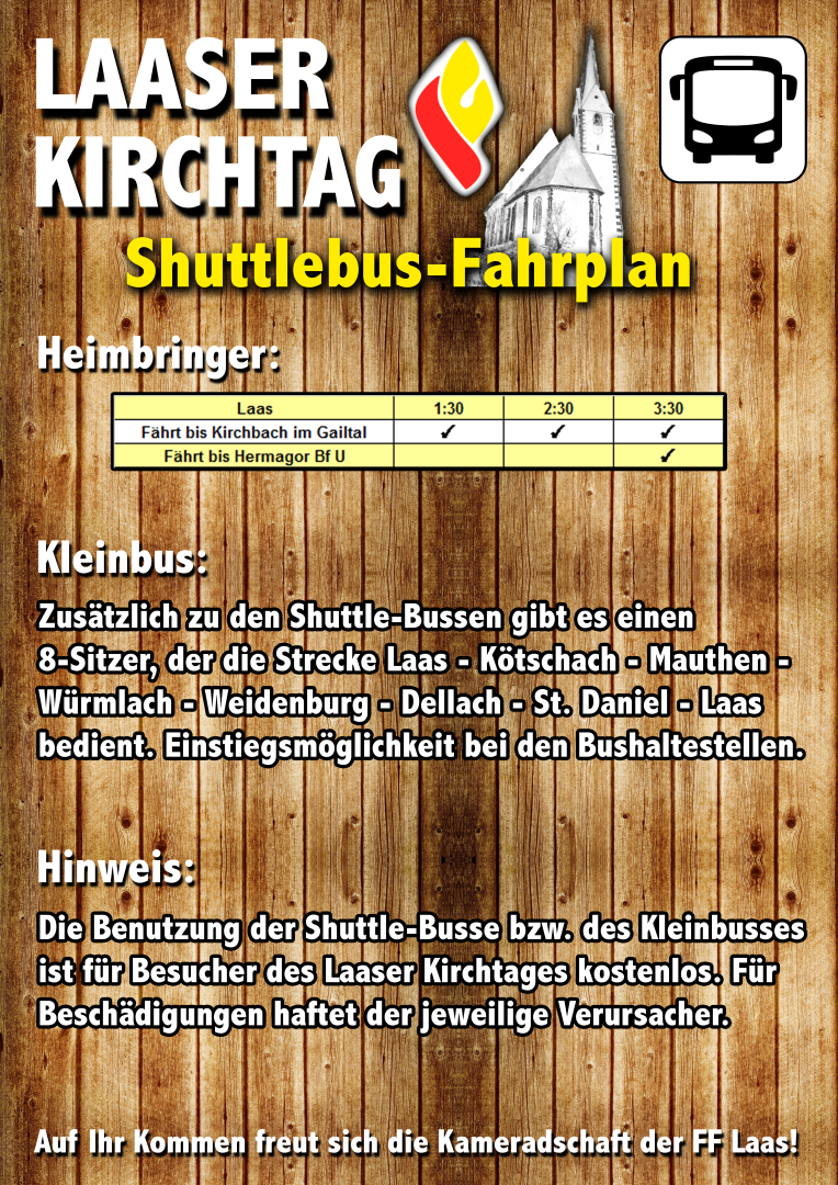 Fahrplan Laaser Kirchtag 2019