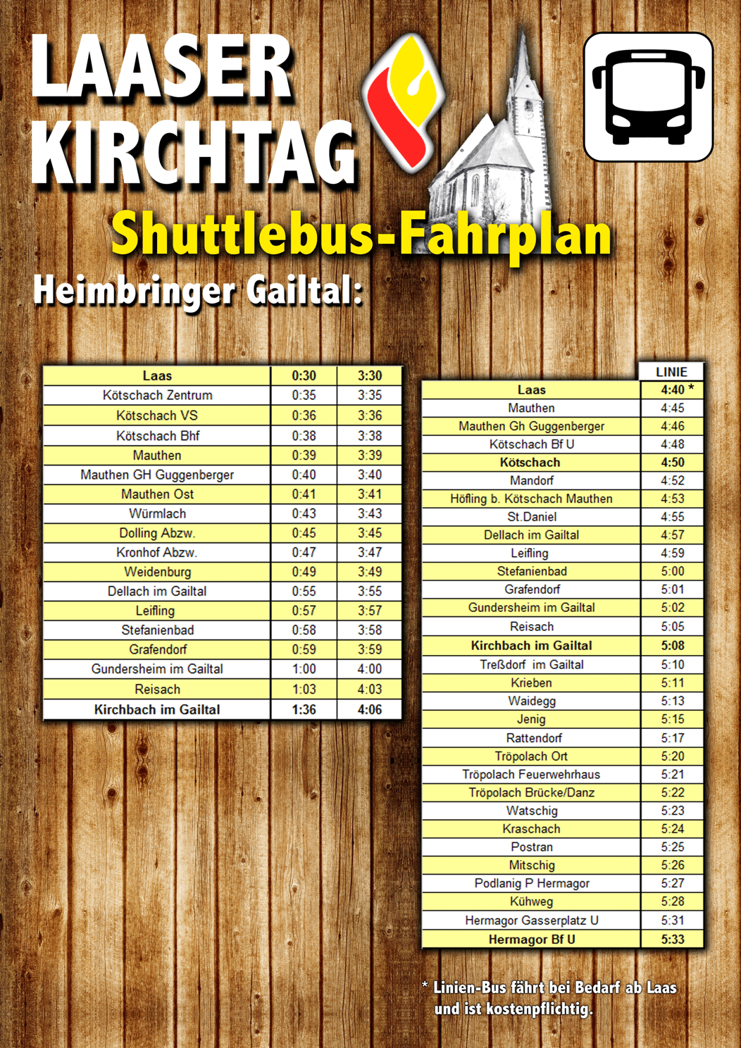 Fahrplan Laaser Kirchtag 2025