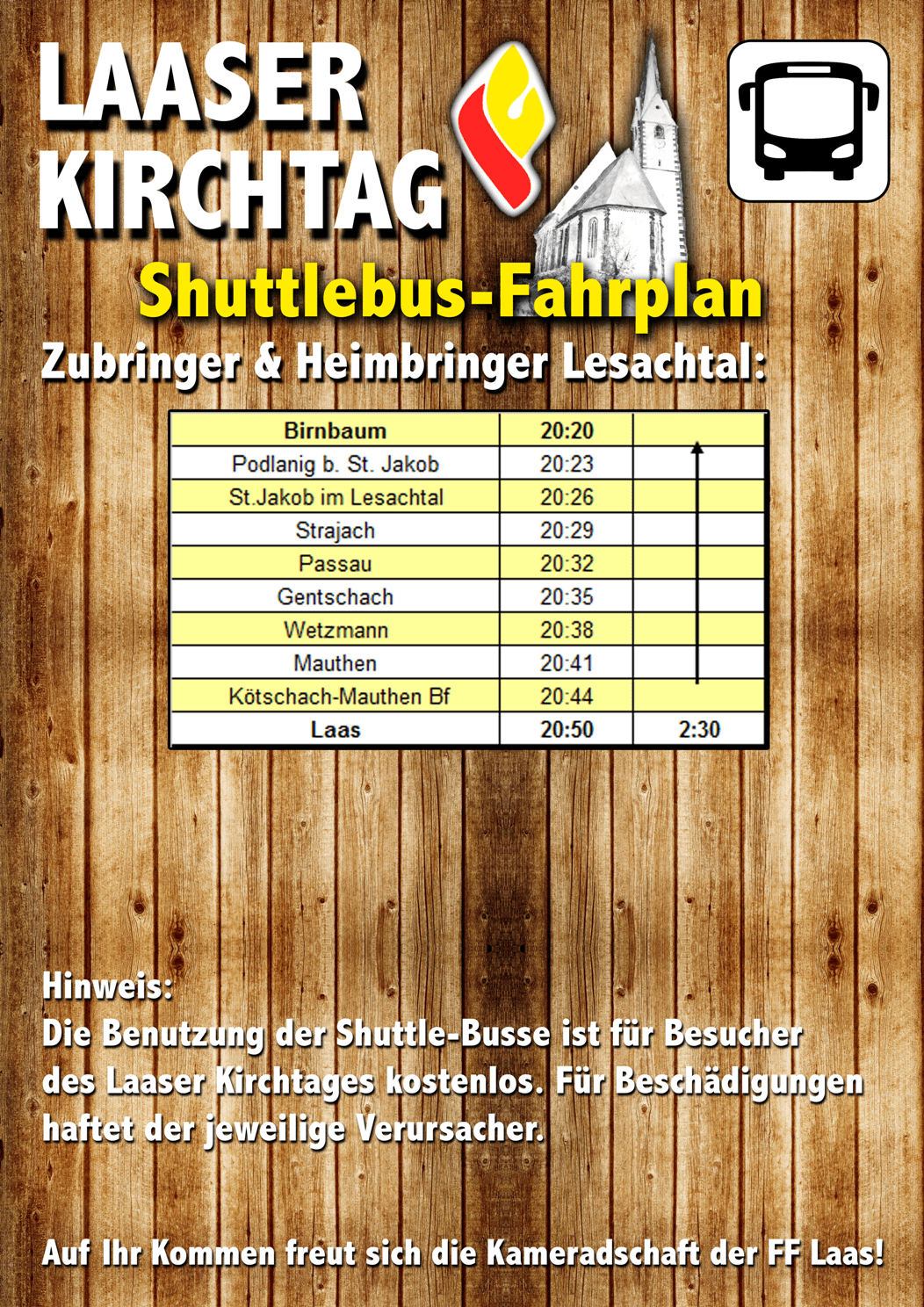 Fahrplan Laaser Kirchtag 2022