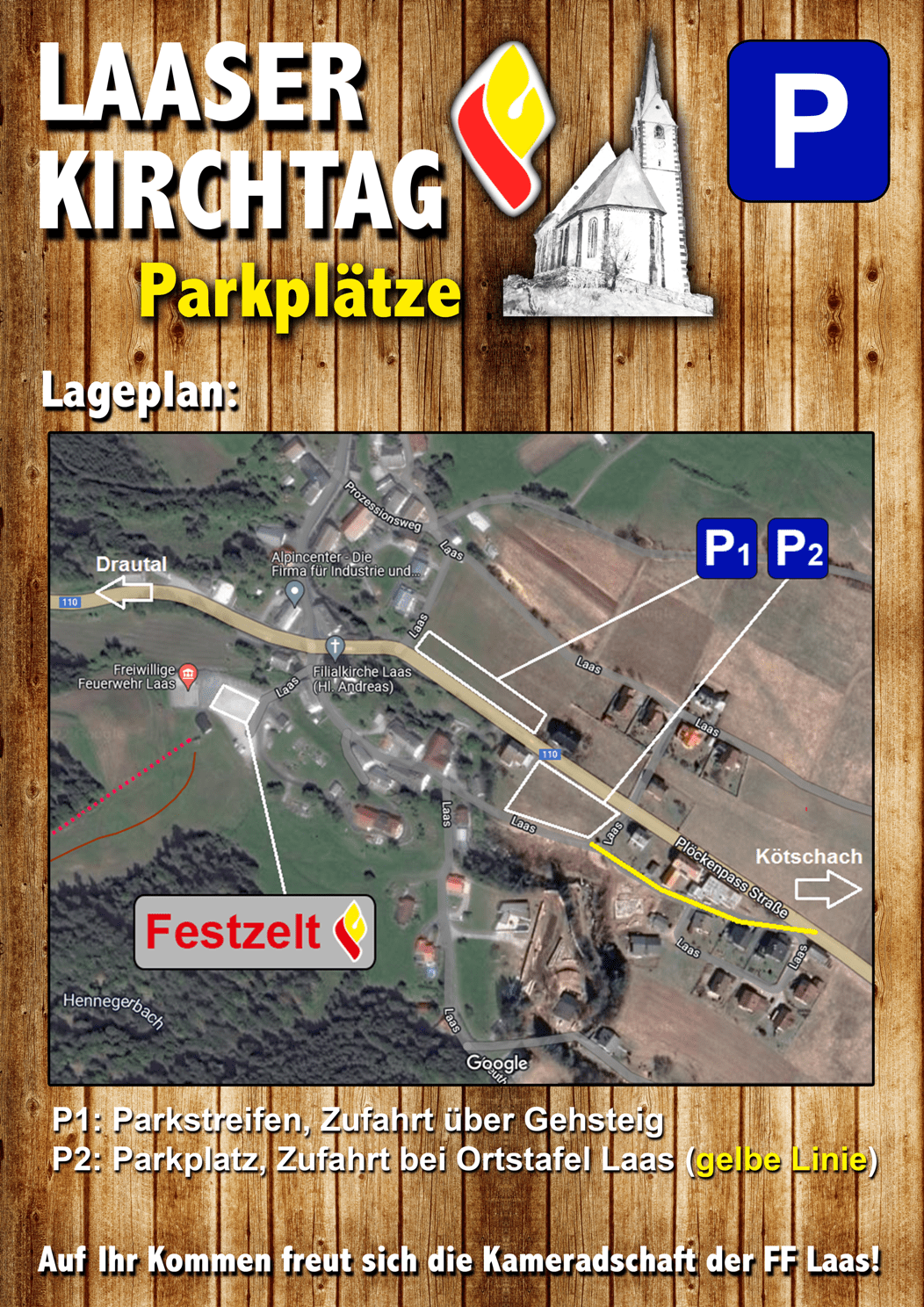Parkplatz Lageplan Laaser Kirchtag 2023